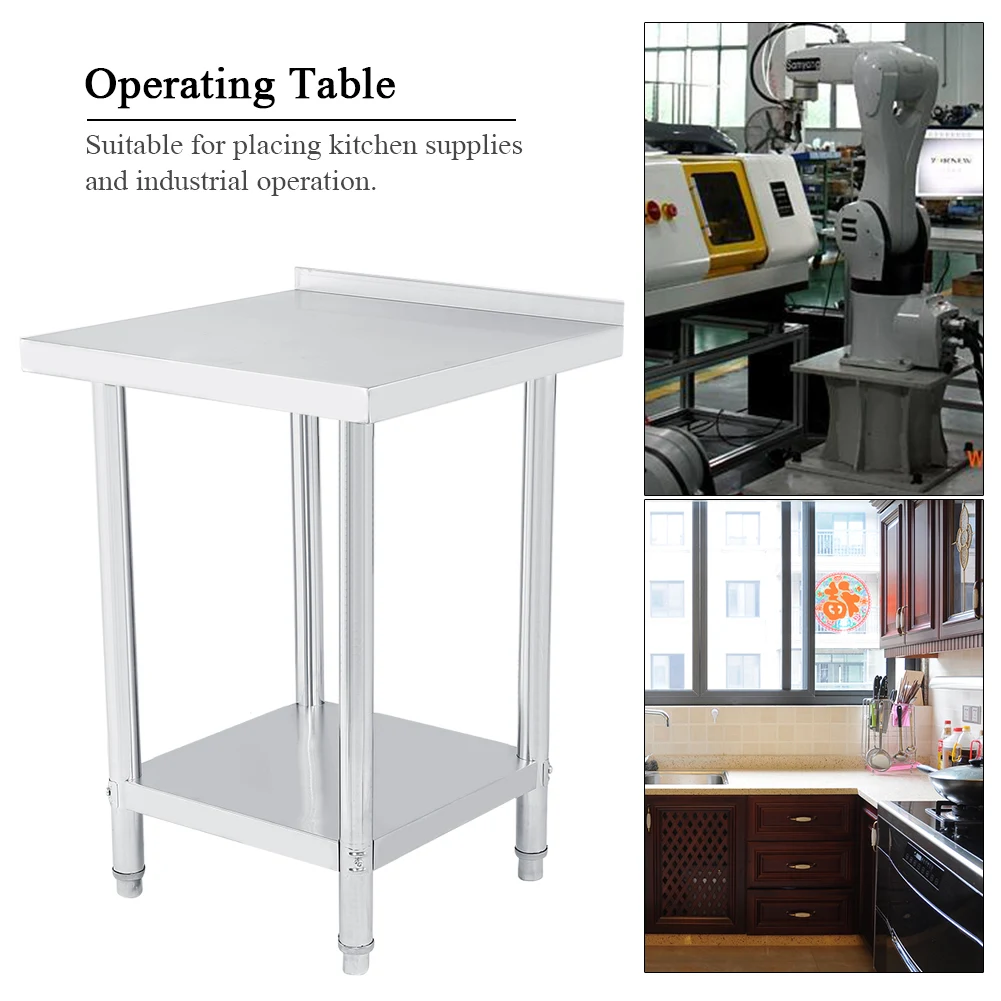 Operating Desk Double Layer Stainless Steel  Operating Table Work Station Kitchen Desk 0.6mm Stainless Steel Table