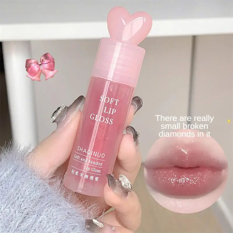 Crystal Peach Lip Oil Hydrating Mirror Lip Gloss Tinted Plumper Moisturizing Lip Care Treatment Makeup Colored Lipstick Balm