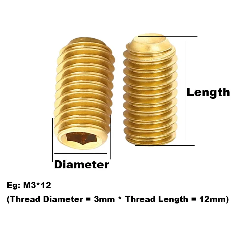 M3 M4 M5 Grub Screws Cup Point Allen Hex Socket Set Screw - Gold Titanium Plated DIN916 Length 3mm~12mm