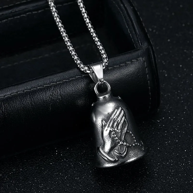Pendentif cloche de prière pour homme, porte-bonheur pour le cyclisme, bijou d'exorcisme, accessoires moto