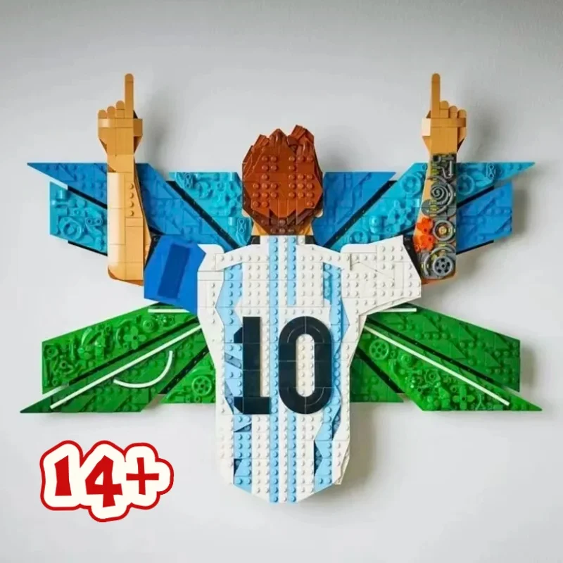 Nouveauté 2026 : Modèle de blocs de construction de maillot de football star n°10, jouet de figurine sportive à assembler soi-même, cadeaux de fêtes et d'anniversaire
