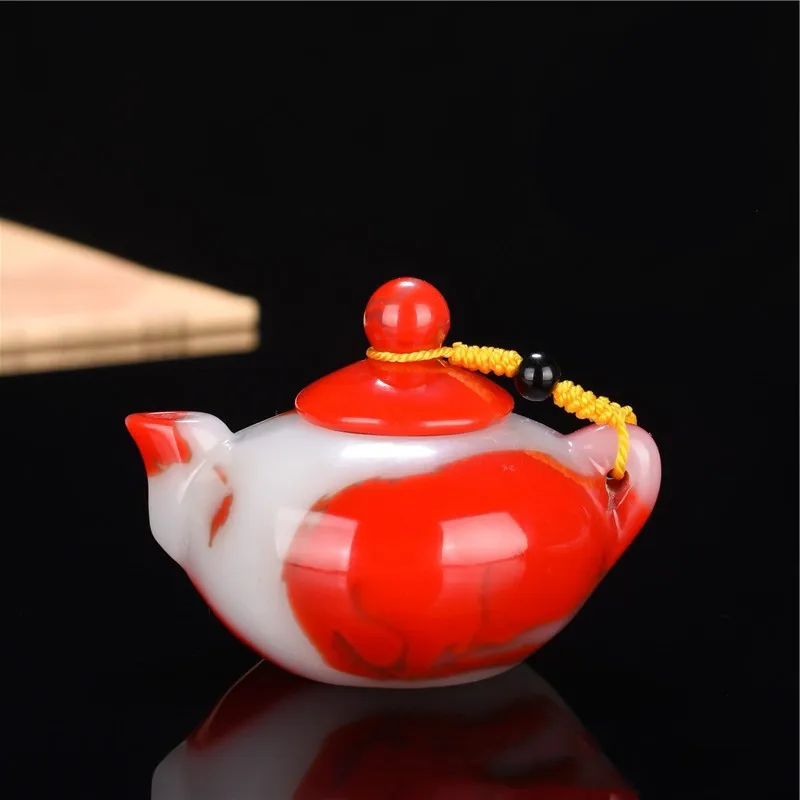 Xinjiang Gobi Colorful Jasper Handle Pot Handle White Gold Silk Jade Fashion Pendant