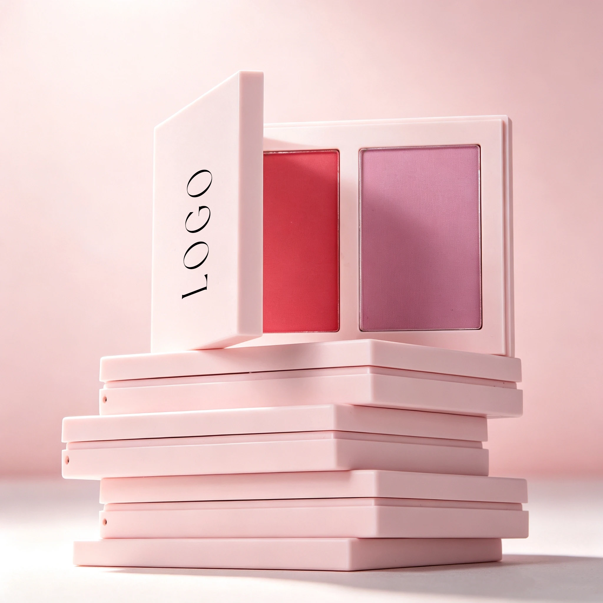 Dual-Compartment Blush Powder Custom Logo Contour Highlighter Waterproof Long Lasting Natural Wholesale Private Label Makeup