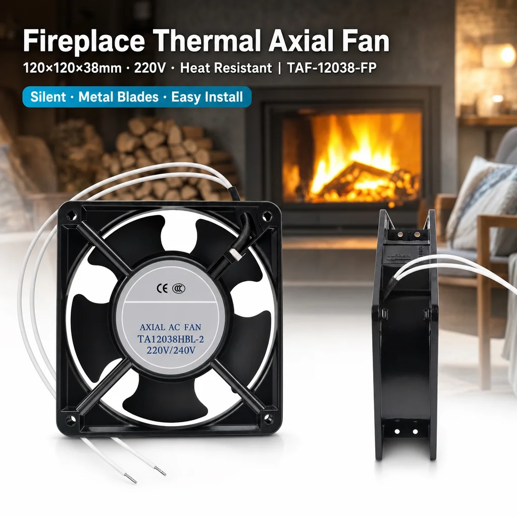 Thermal Axial Fan for Fireplace Cassette Insert 120x120x38mm High Temp Silent Blower Replacement Part