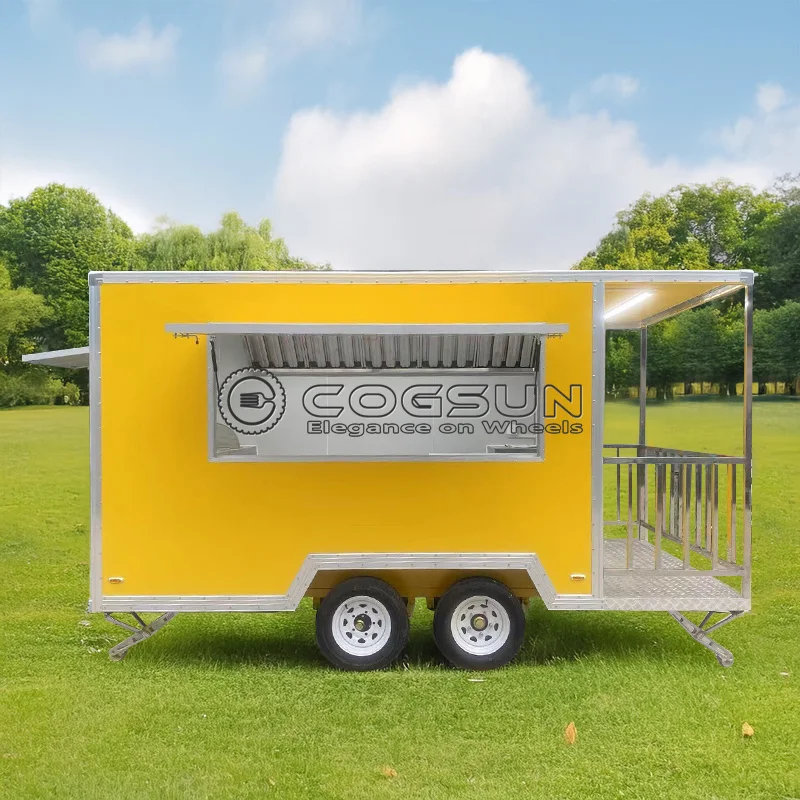 

COGSUN Outdoor Concession Food Truck for Sale Stainless Steel Trailer Kitchen Mobile Ice Cream Cart Pizza Snack Coffee Kiosk