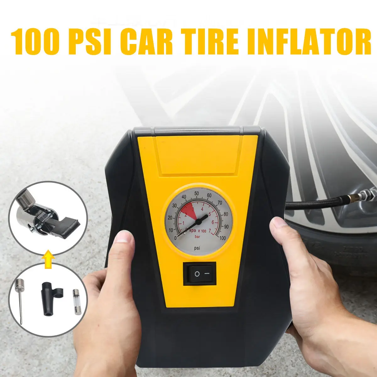 

Tire Inflator Car Air Pump Wireless Compressor Electric Portable Auto 12V 100PSI For Motorcycle Bicycle Car Air Tyre Inflator