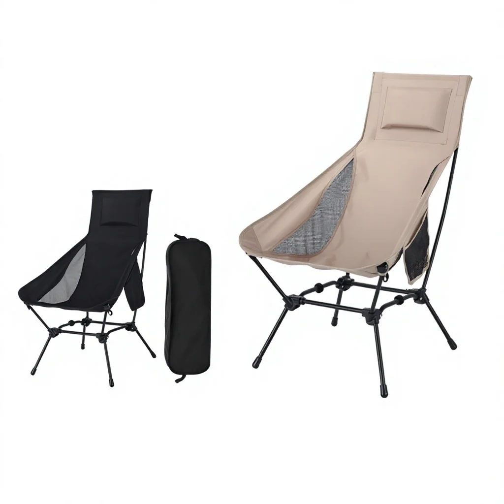 Iron Outdoor Camping Table and Chair Set, Folding Back Recliner, Beach Chair, Leisure Space Outdoor Furniture Fast Delivery