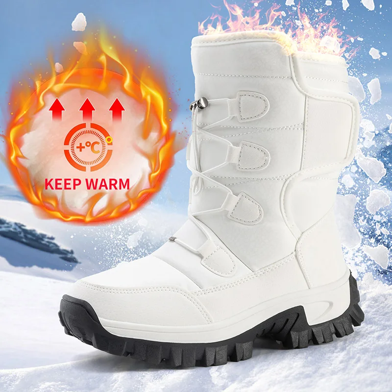

Winter New Unisex Plus Size Snow Boots - Fleece Lined Warm High-Top Anti-Slip Wear-Resistant Outdoor Travel Boots