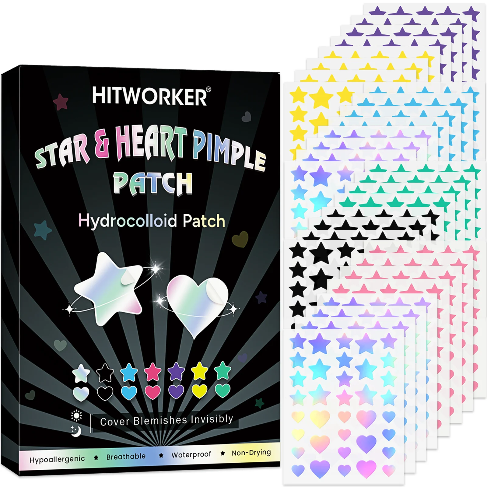 1008/504 pieces/box star shaped acne patch set - deep cleansing high-quality water-based acne stickers, gentle and skin friendly