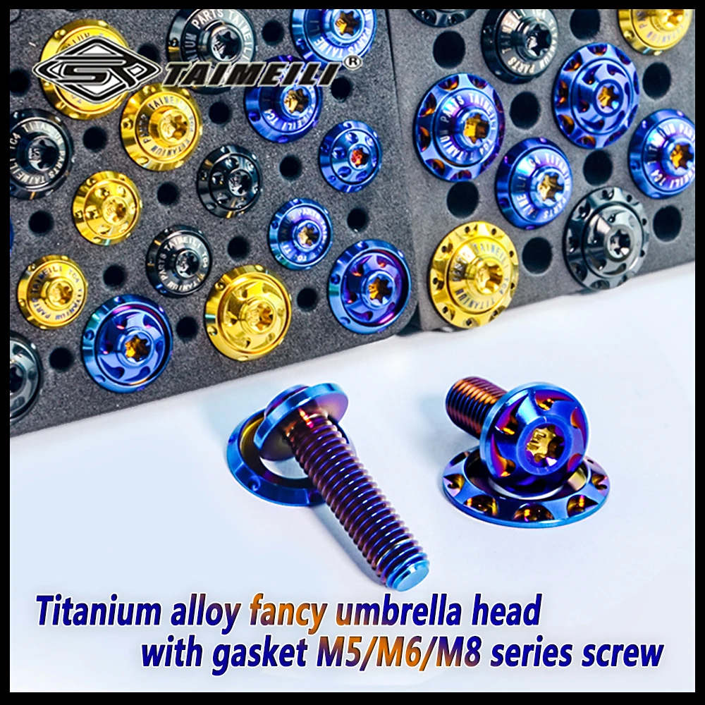 TAIMEILI 1pcs Titanium alloy bolt with gasket flying umbrella head screw M6M8x15-45mm motorcycle decoration modification