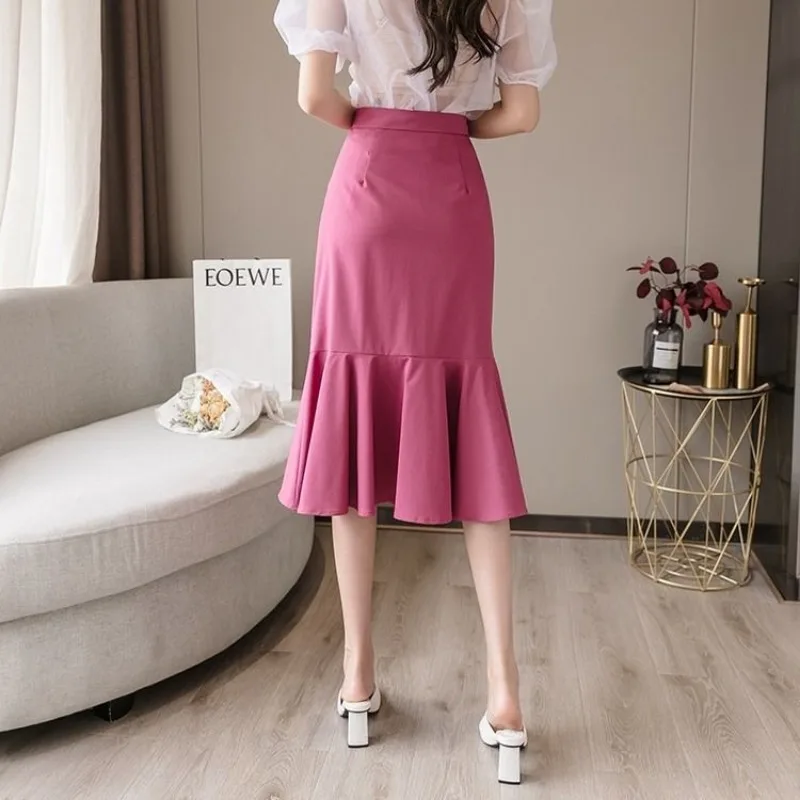 2024 Summer Women's Clothing New Fashion High Waist Mermaid Skirt Temperament Commuting Sweet Drawstring Pleated Skirts