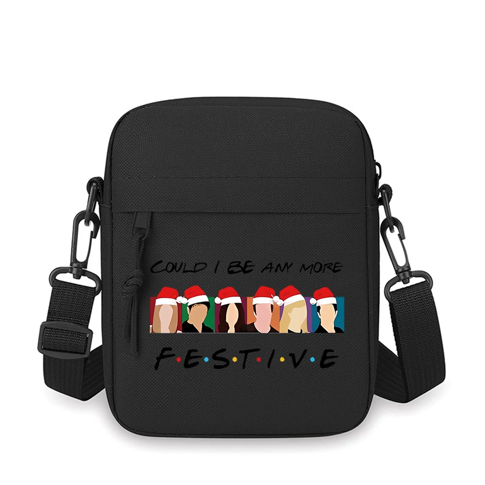 

Heads holiday hats friends sitcom style Men Crossbody Bag Single Shoulder Women Cartoon Anime Film Printing Design Unisex