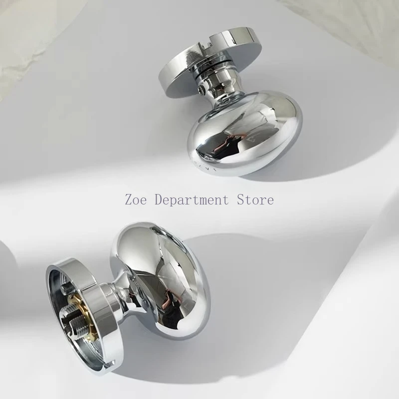 French pigeon egg room door lock indoor split lock household light luxury silver silent magnetic oval wooden door lock