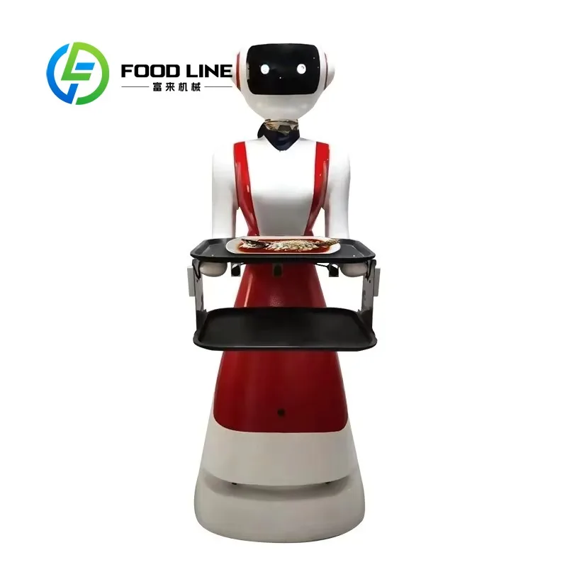 Customized Humanoid Waiter Robot With Tray, Automatic Food Delivery Service Robot For Commercial Restaurant Application