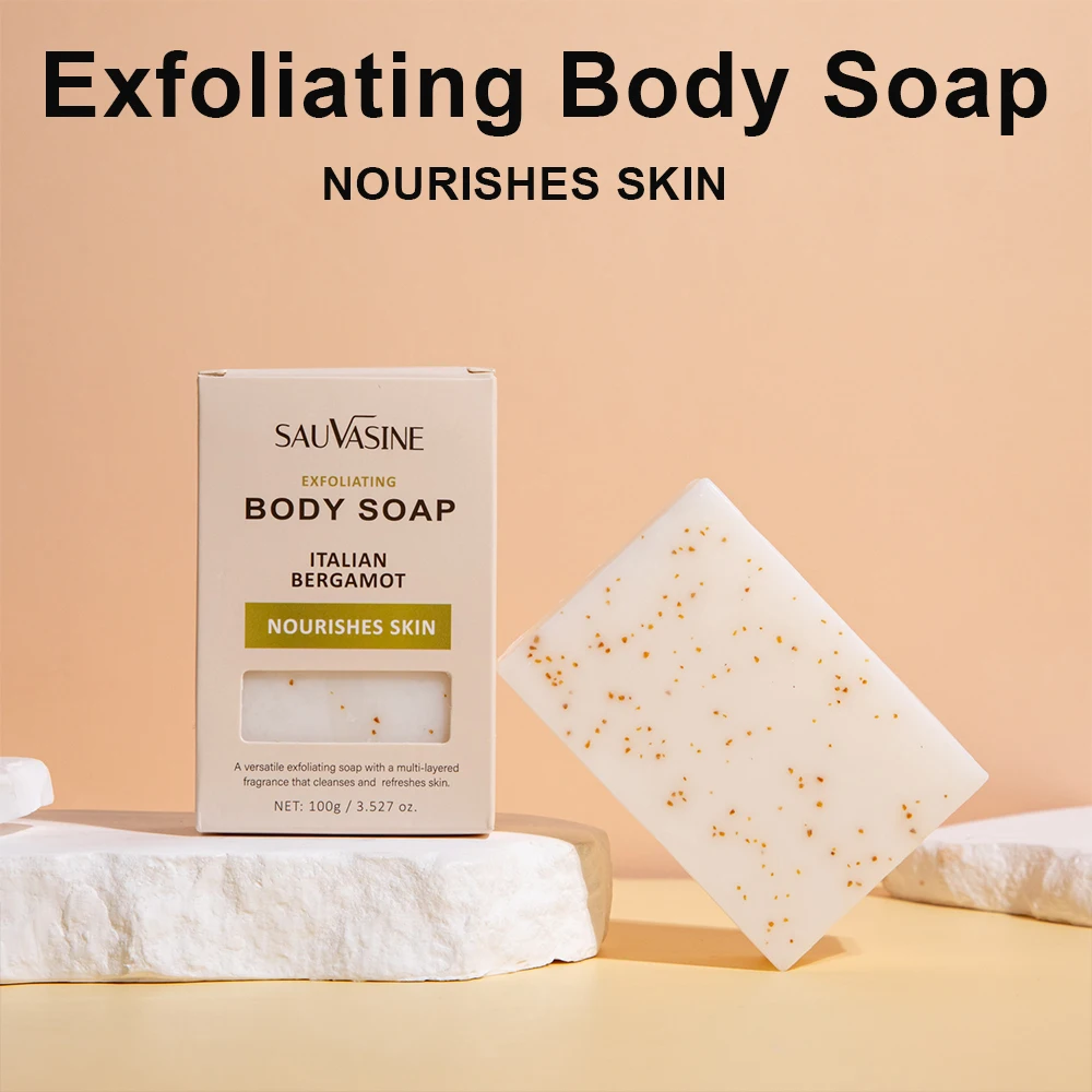 

Exfoliating Body Soap Bar For Men, Deep Scrub Cleansing With Scent, Nourishing Skin Care Shower Bar, Italian Bergamot, 100g