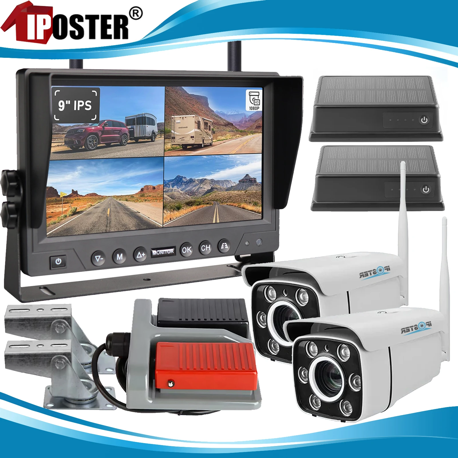 

iPoster 9 inch Display Tower Crane Auto Zoom Monitor Camera Vehicle Camera Wireless IR Rear View Camera