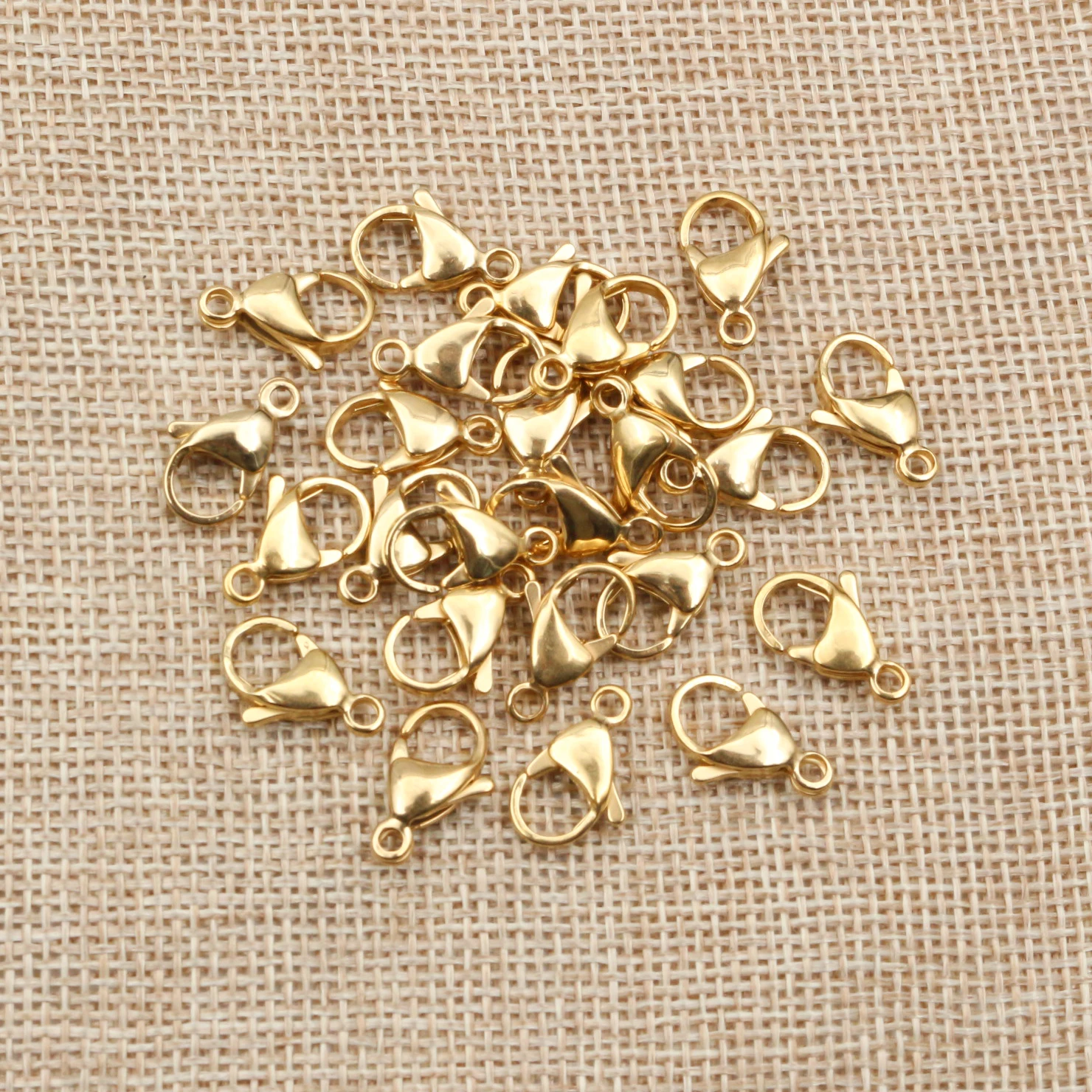 30pcs/lot 10*5mm 12*7mm Stainless Steel Gold Lobster Clasp Hooks for Necklace&Bracelet Chain DIY Fashion Jewelry Findings