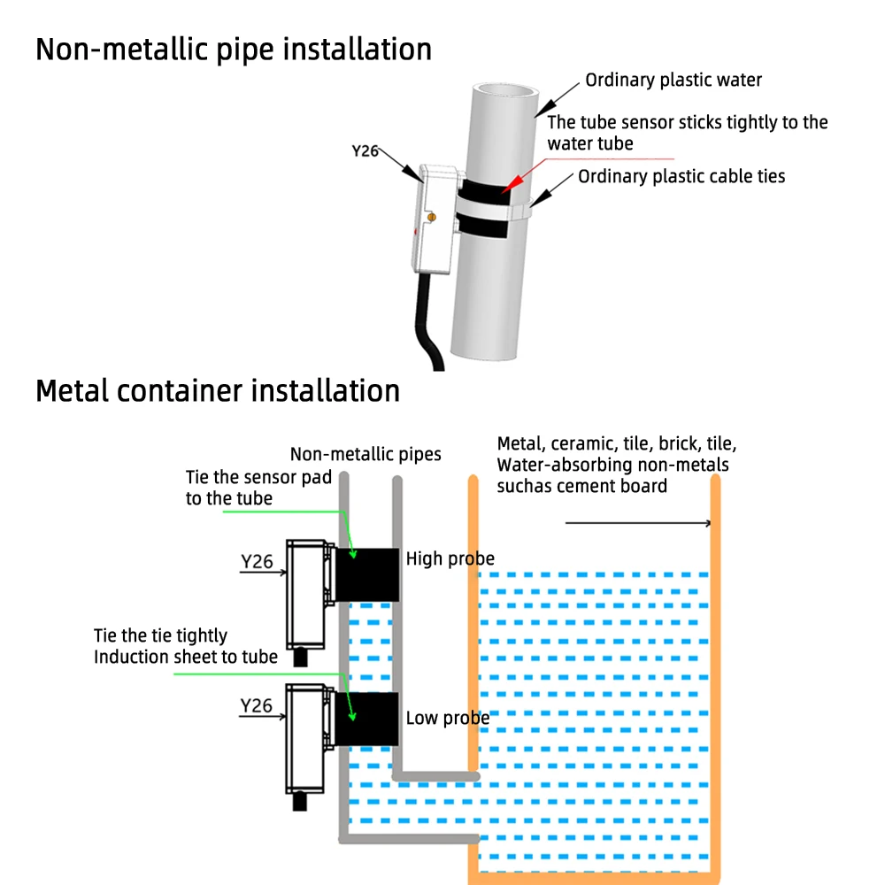 DC 5V 12V 24V XKC Y26 Non Contact Liquid Level Sensor Switch Detector Outer Adhering Type Level Sensor NPN PNP Interface