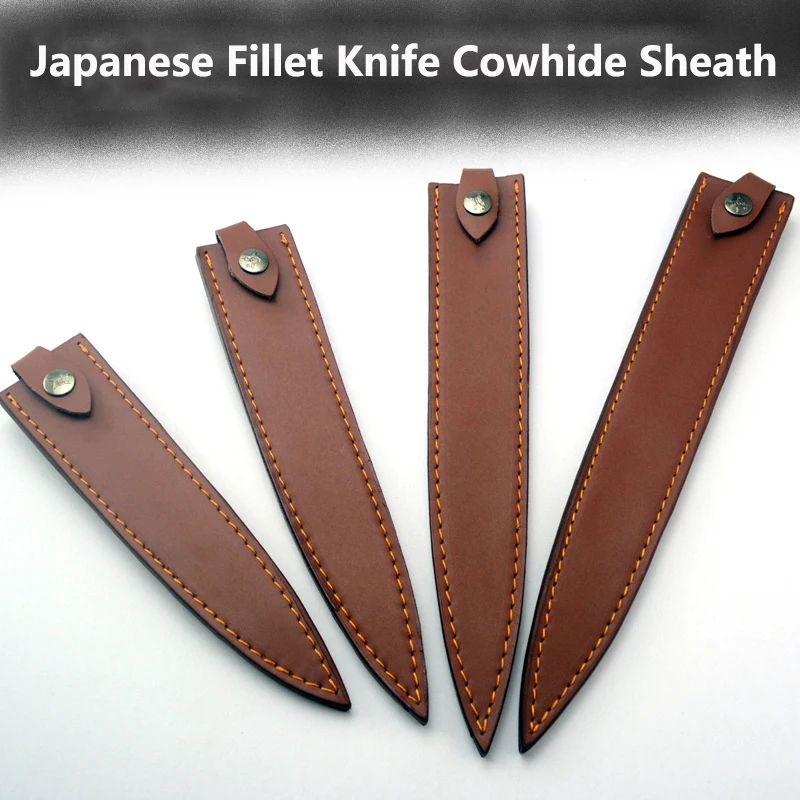 1pc  Cowhide Leather Japanese Style Fillet Knife Sheath Tool Protection Cover