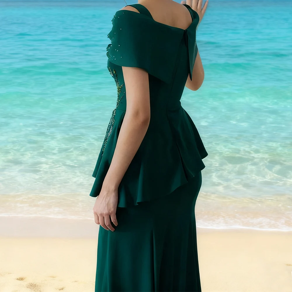 فساتين سهرة أنيقة مخصصة باللون الأخضر الداكن للمناسبات الخاصة خرز بطول الأرض غمد للنساء رداء حفلات التخرج 2025