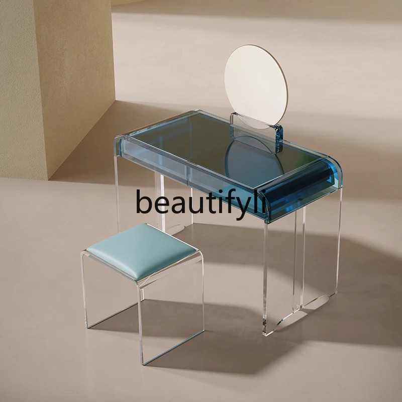 Acrylic dresser modern simple makeup table desk integrated girl light luxury milk coffee suspension