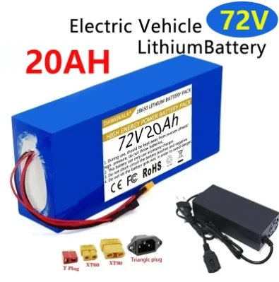 2024 72V 50-20Ah 18650 Lithium Battery Pack High Quality Battery Pack 3000W High Power Battery+Free  84V 3A Charger BMS DIY Make