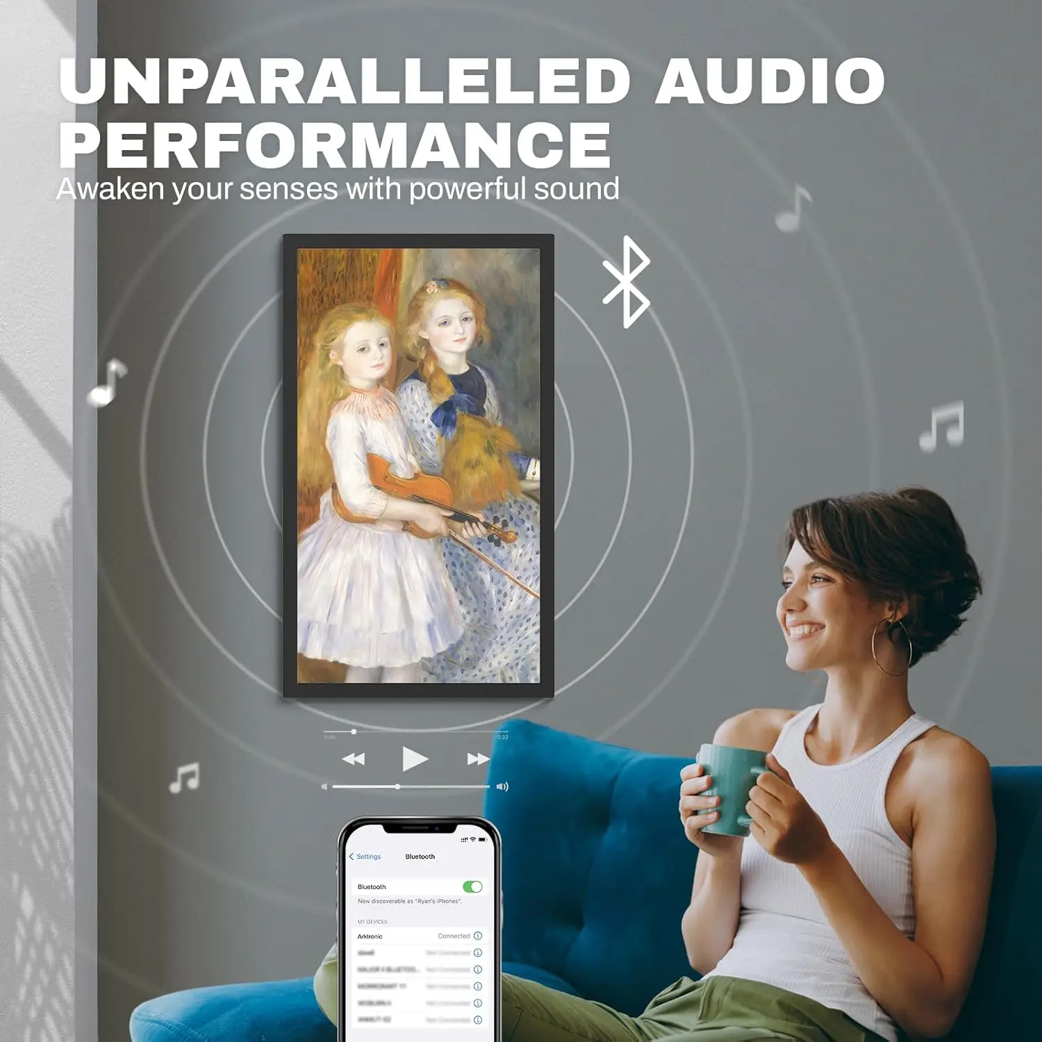 إطار صور رقمي FHD مقاس 24 بوصة، 1920 × 1080 IPS، WiFi، مساحة تخزين 32 جيجابايت، جهاز تحكم عن بعد، تدوير تلقائي، مشاركة عبر التطبيق/البريد الإلكتروني، USB/microSD، أسود