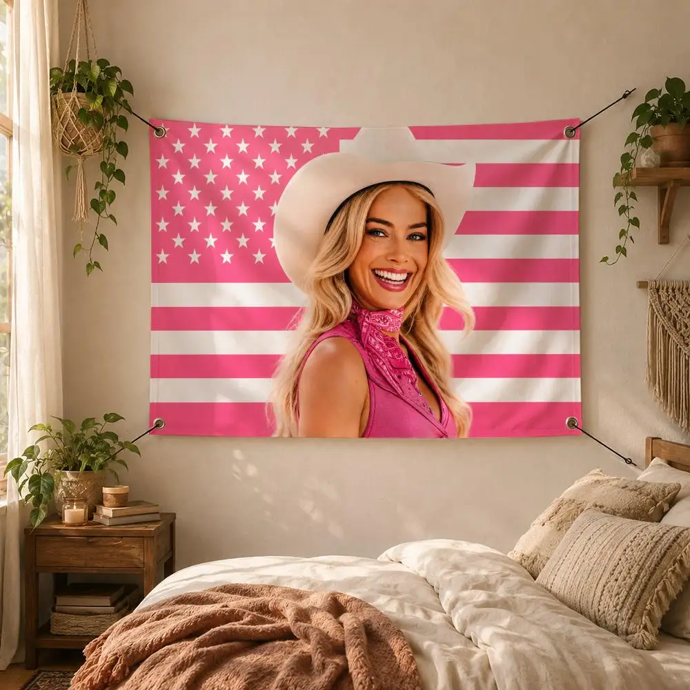 Actress M-Margot Robbie Flags Decorative Flag Banner for Outdoor Garden Yard Camping Party Home Wall Hanging Decor