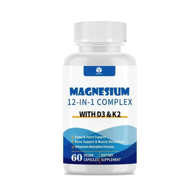 Magnesium complex 12 in 1700 mg, magnesium glycinate containing vitamin D3 K2, citrate malate oxidized taurine