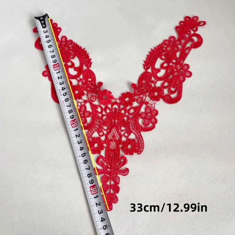 2 Pieces Lace Decorative Patches, Water-Soluble Embroidered Floral Collar Patches, and Hollow-Stitched Lace Decorative Edges. Su