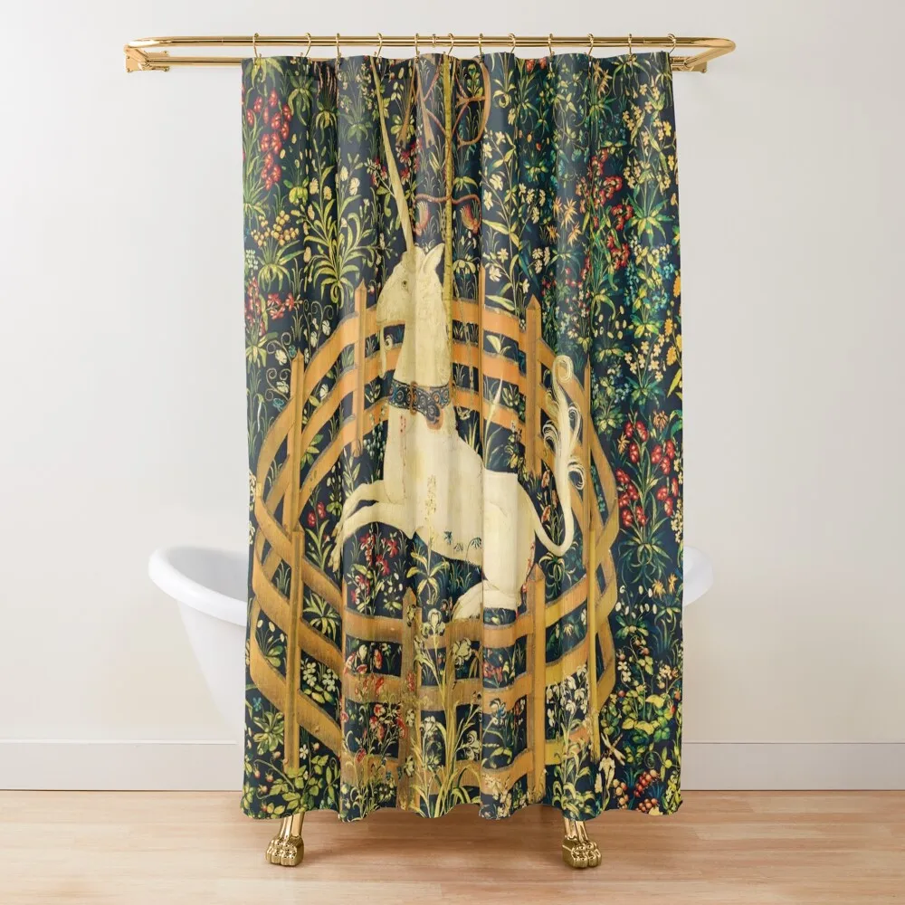 The Unicorn Rests in a Garden (from the Unicorn Tapestries) Shower Curtain Luxury Bathroom Bathtub Shower For Bathrooms Curtain