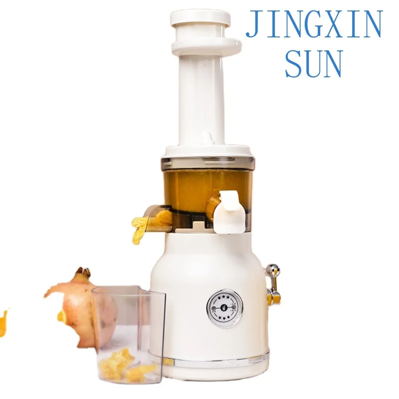 Mini Portable Electric Full-Automatic Juicer for Residue Juice Separation 3D Printed White Stainless Steel for Home Kitchen