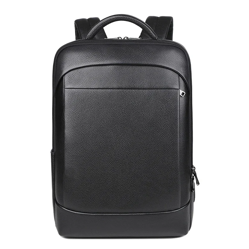 Sac à dos en cuir 100% véritable pour homme, sac pour ordinateur portable 15.6 pouces, charge USB, antivol, étanche, grande capacité, sacs de voyage pour homme