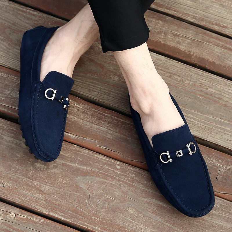 

High Quality Men's Slip-on Men's Shoes Casual Leather Suede Loafers Men's British Style Breathable Driving Brand Flat Shoes