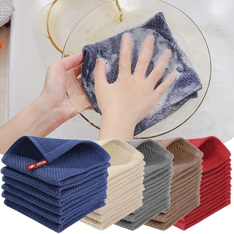 Waffle Weave Dish Cloths for Washing Dishes Honeycomb Kitchen Dish Rags, Absorbent Cleaning Cloth Quick Drying Kitchen Towels