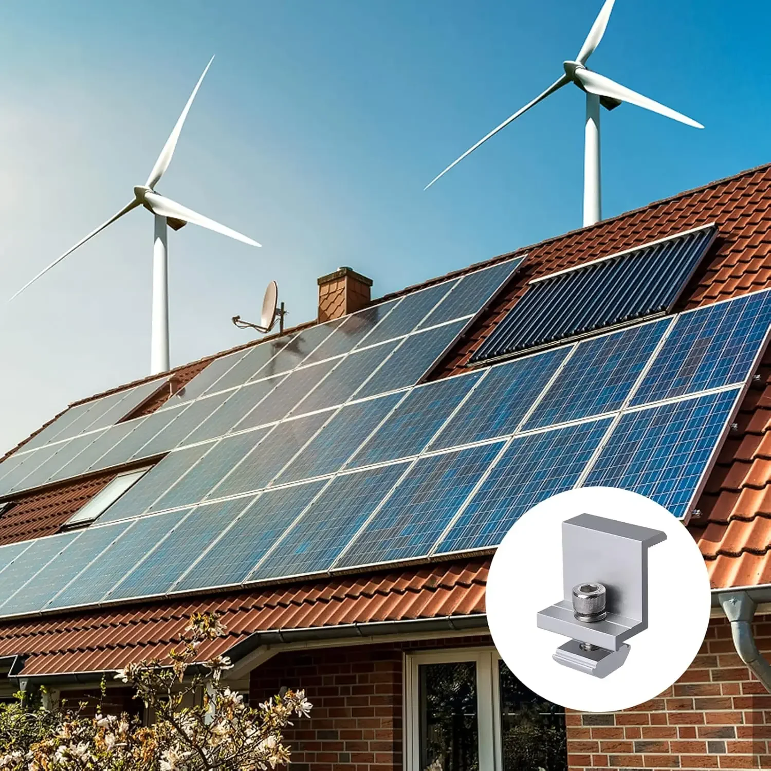12pcs  Aluminum Solar Panel End Clamp, Solar End Clamp PV Mounting Bracket Solar Panel Z Clips for Mounting (30mm/35mm)