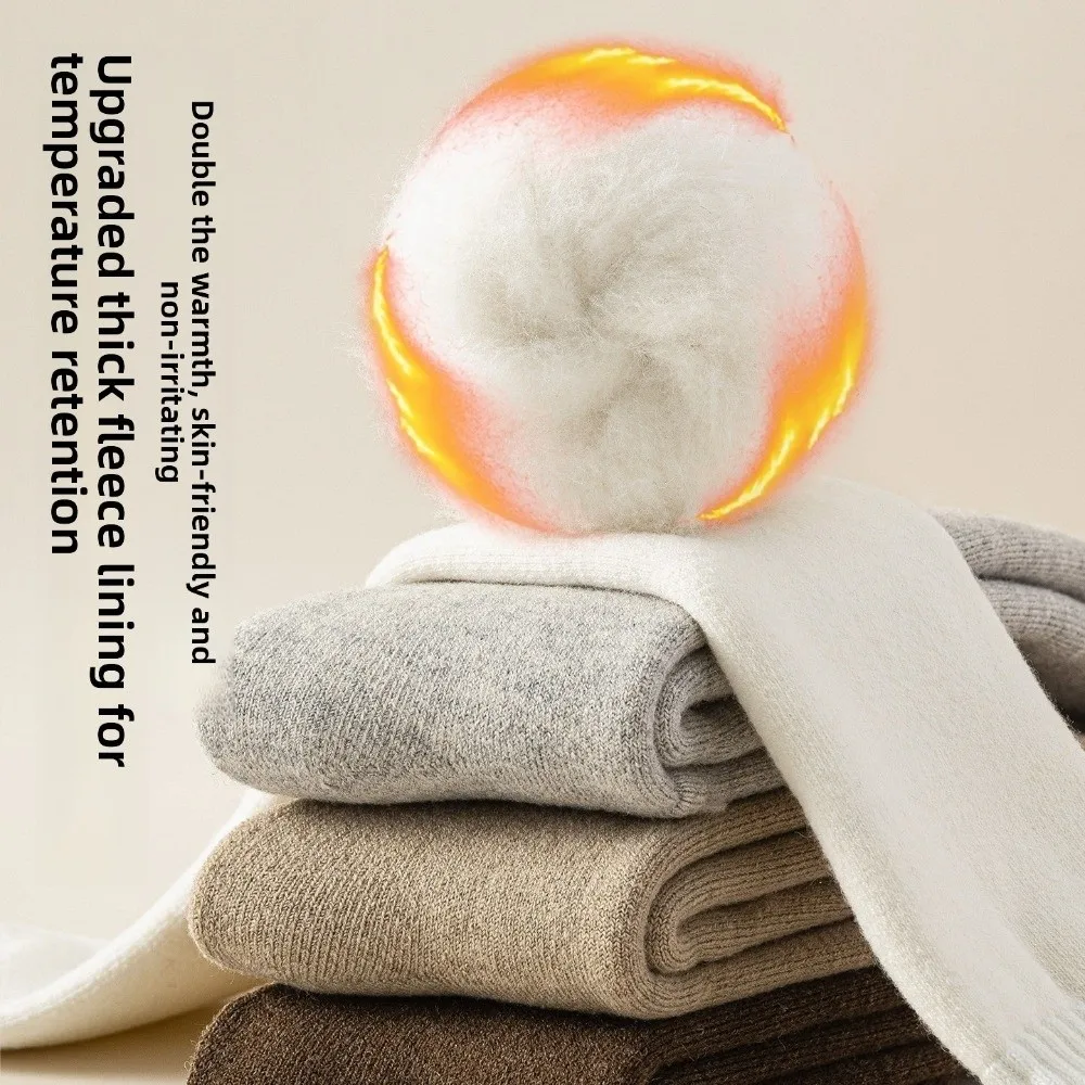 

Gifts Thickened Cashmere Calf Socks for Men Cold-Resistant Warm Tools Winter Long Socks Solid Color Calf Socks