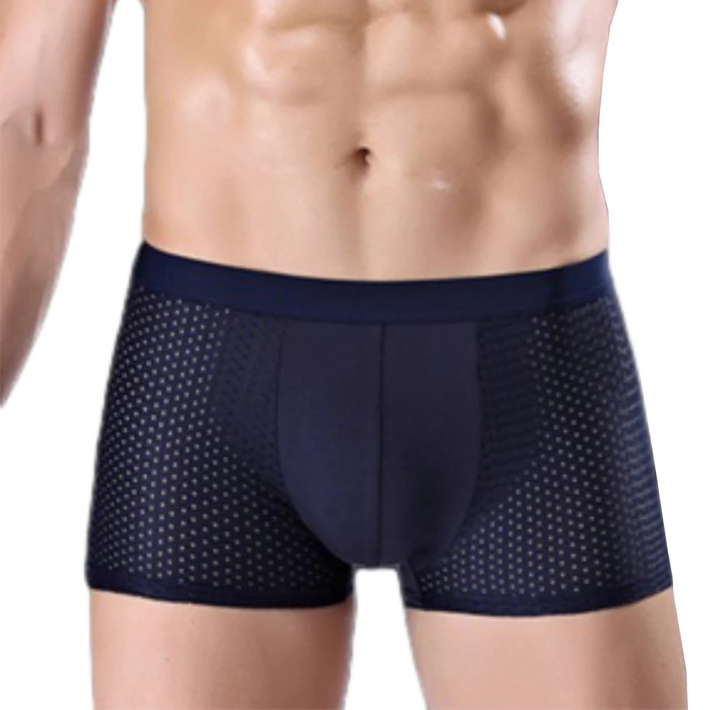 Fashion Men's Underwear Stretch Ice Silk Mesh Boxers Shorts Trunks Bulge Pouch Panties Comfortable Man Underpants