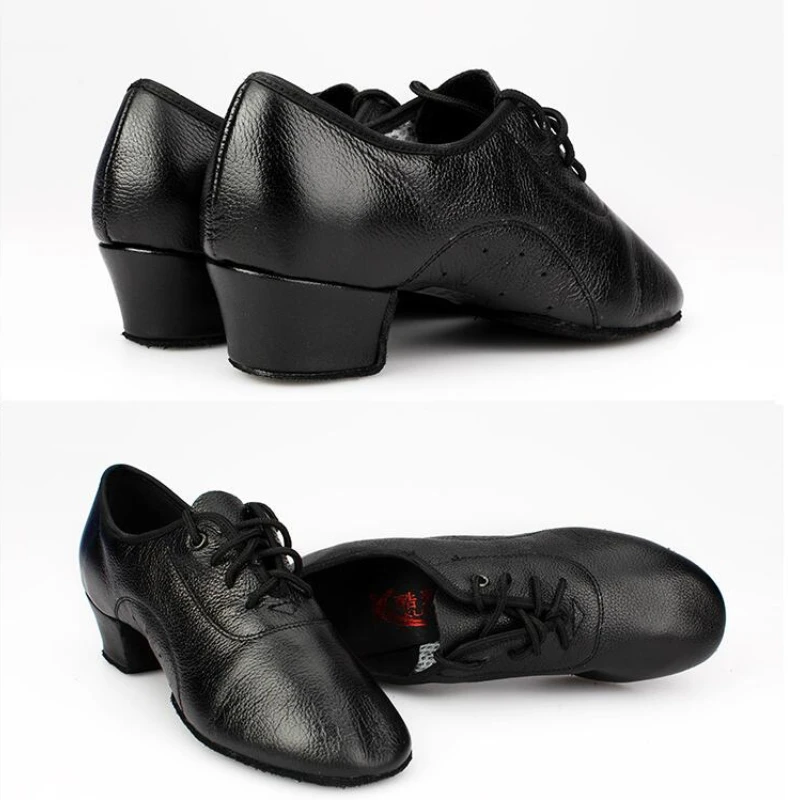 Mannen Echt Leer Latin Dansschoenen Zwarte Lage Hakken Ballroom Heren Dansschoen Voor Jongens Tango Salsa Rumba Moderne Jazz sneaker