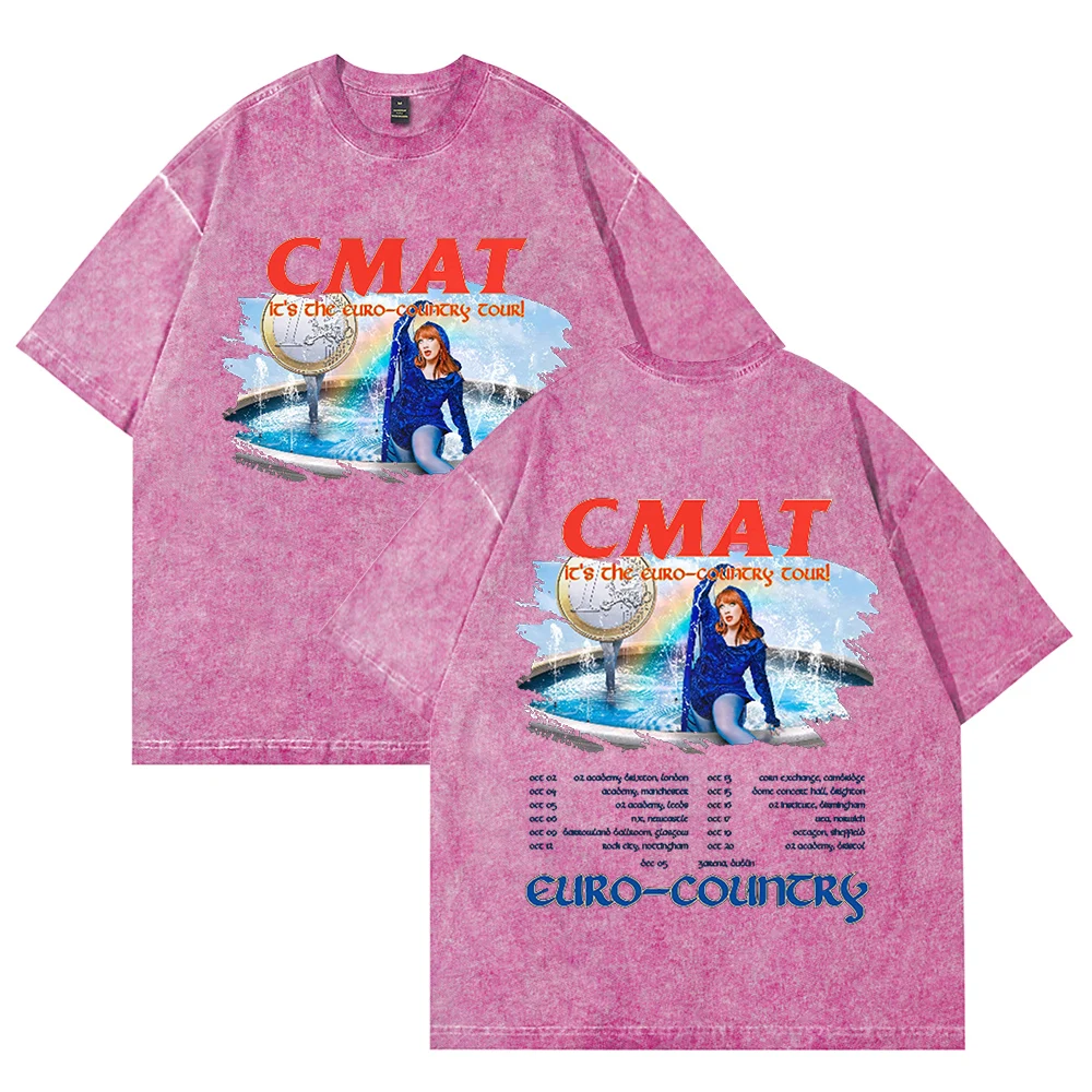 

CMAT It's the Euro-Country Tour 2025 Merch Cotton Vintage Wash Tee Shirt Casual Printed Crewneck Short Sleeved graphic t shirts
