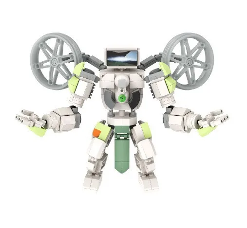 

Конструктор Skibidi Toilet MOC: Абстрактные строительные блоки, модель ТВ-человека Трисоларан Белый Титан, совместимый с кубиками LEGO, игрушки