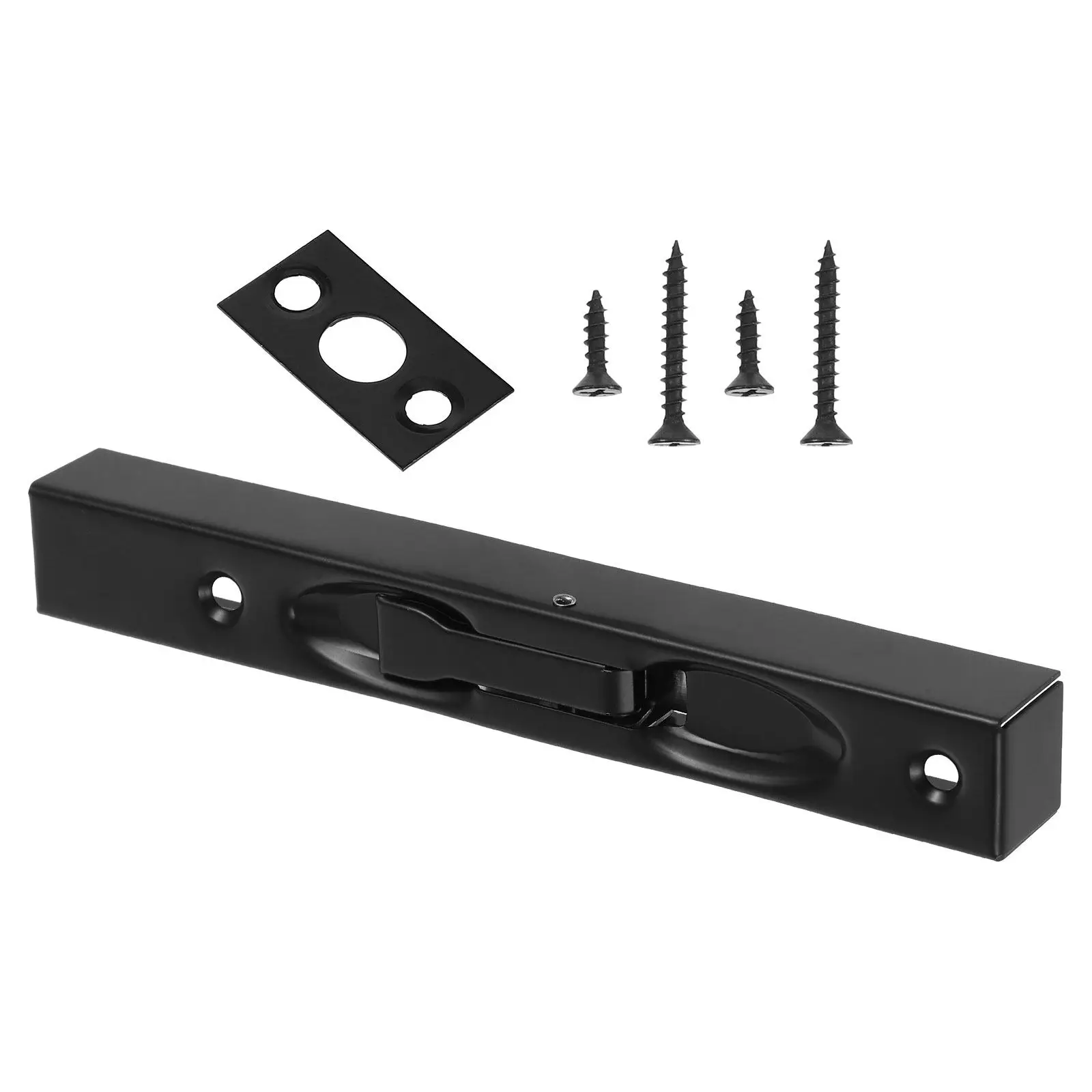 1Set Brushed Black 6 Inch Stainless Steel Flush Style Concealed Latch for French Doors Sliding Doors Double Door