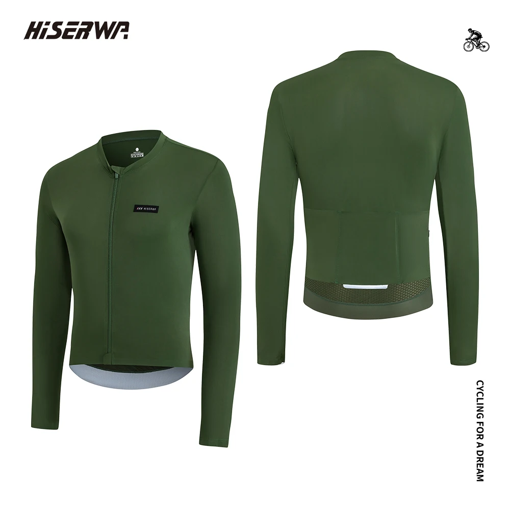 

HISERWA Long Sleeve Cycling Jersey Men MTB Road Bicycle Jersey UPF+ 50 Sun Cool Fabric Bike Clothing High Elastic Cycling Shirt