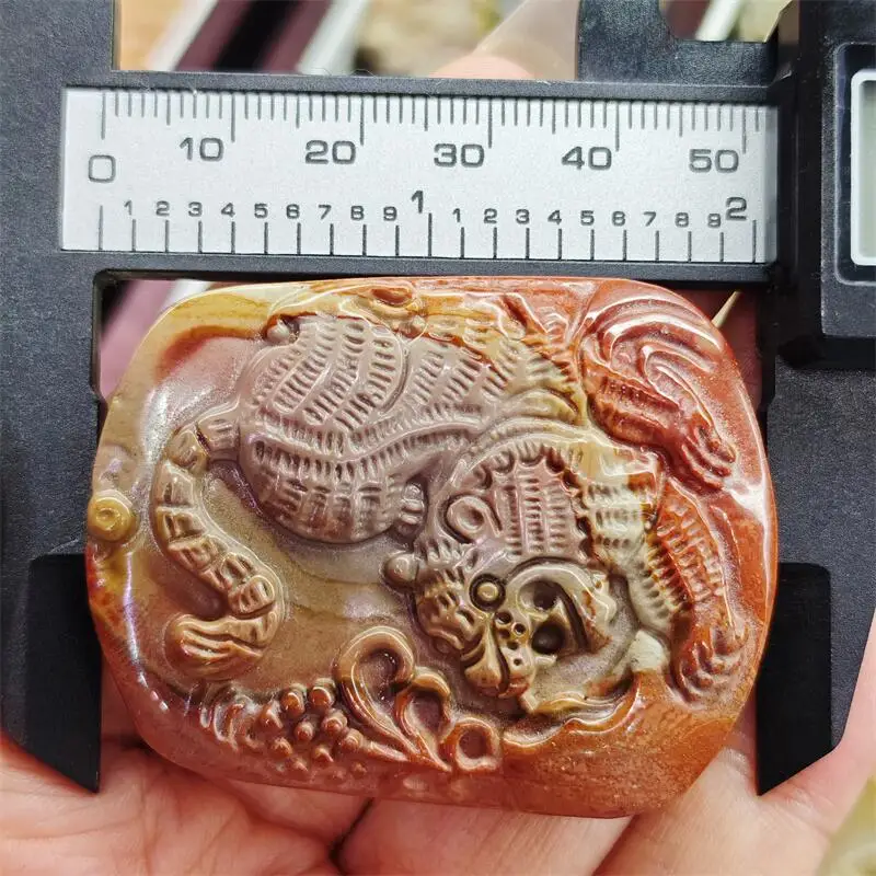 Natural Ocean Jade Chinese Dragon Pendant Carving Crystal Healing Halloween Gift Festival Craft For Decoration 1pcs
