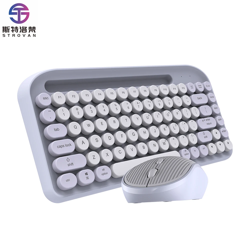 84 Keys Fashion 2.4G Wireless Keyboard and Mouse Combo Mini Keyboard and Mouse Set with Tablet Phone Slot