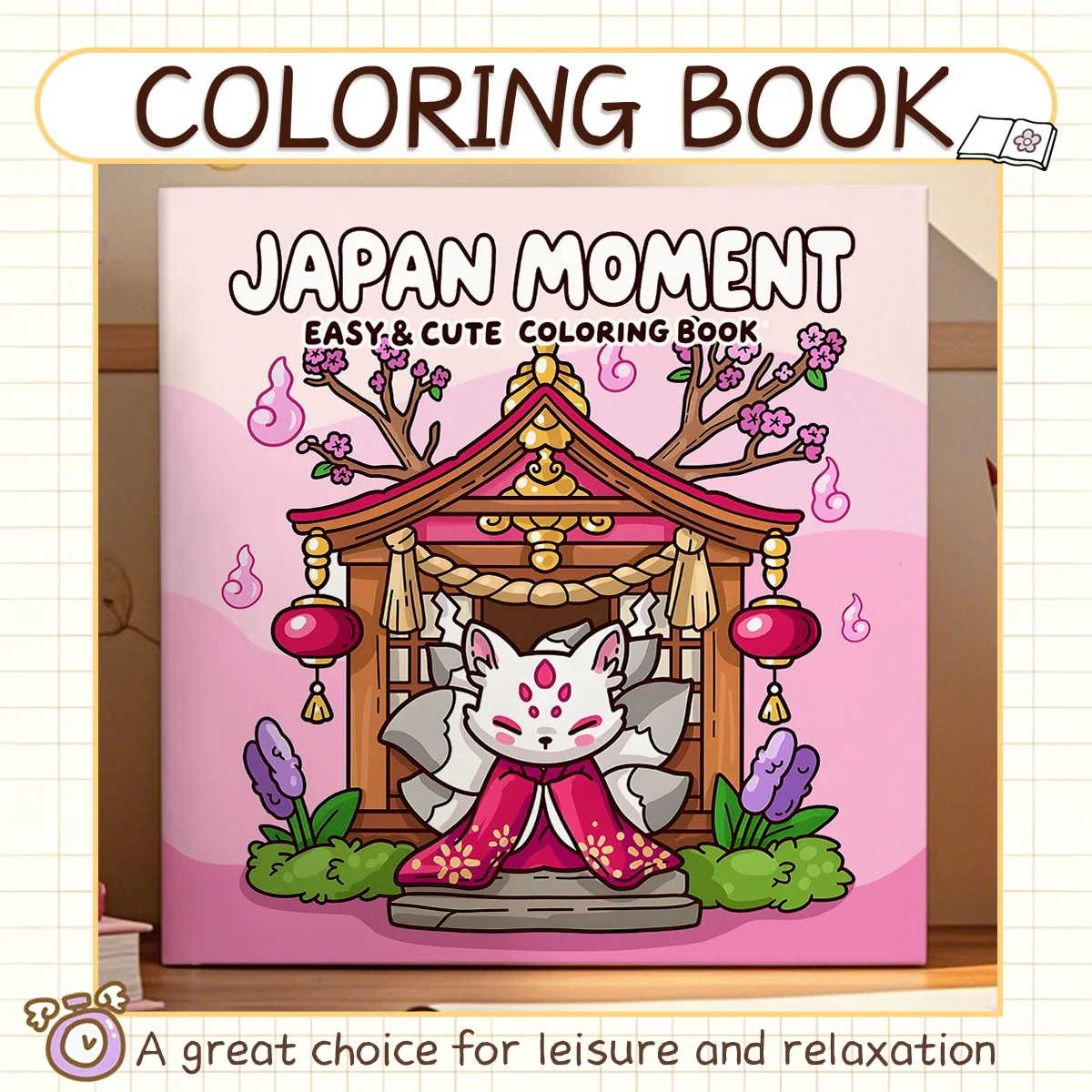 JAPAN MOMENT Coloring Book for Adults Featuring Cute Cozy Daily Activities for Educational DIY Relaxation Drawing Books