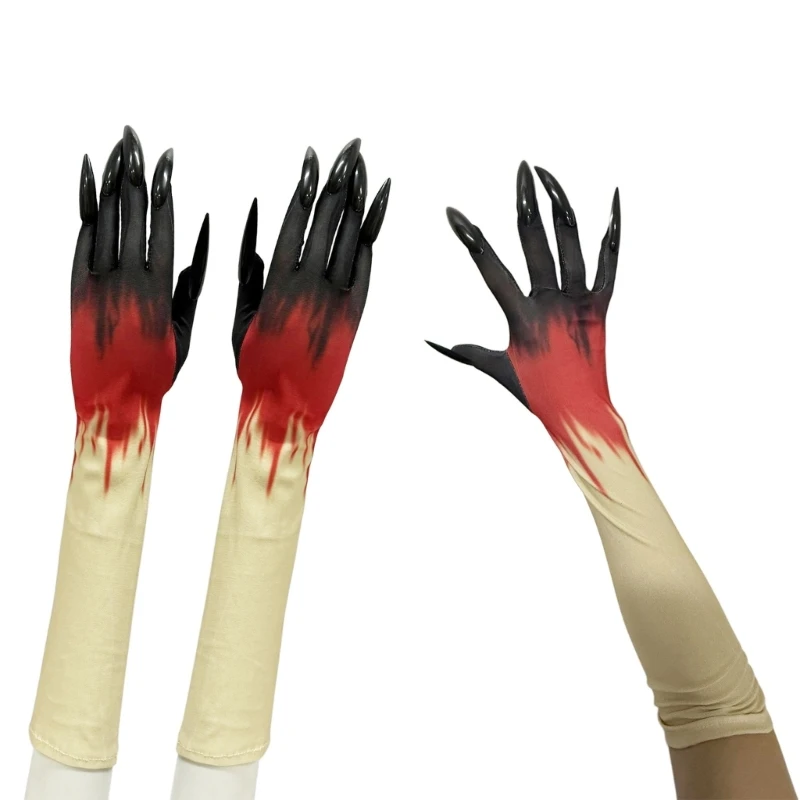 Guanti per unghie horror di Halloween Guanti da gioco di ruolo comodi e spaventosi da indossare lungo per eventi cosplay e feste a tema spettrali