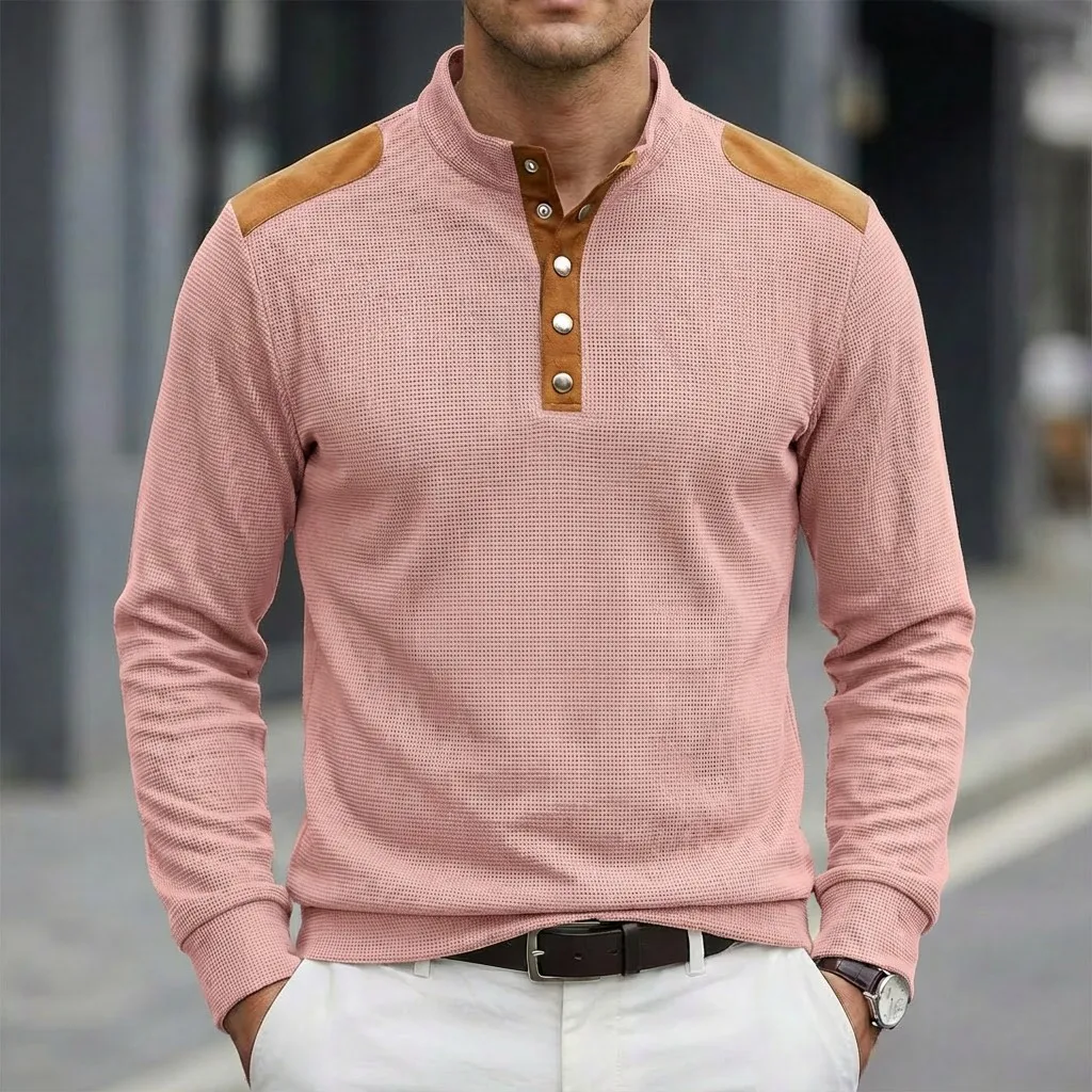 Frühlings- und Herbst-Sportoberteile in Unifarben mit langen Ärmeln für Männer, modischer und lässiger Outdoor-Pullover mit Stehkragen für Herren. – Detail 9