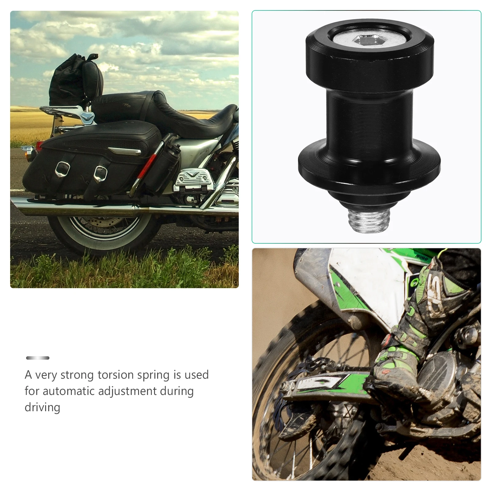 

2pcs Motorcycle Lifting Nail Black 8mm Swing Arm Stand Screw Durable Aluminum Alloy Parts Stability Performance Enhancement