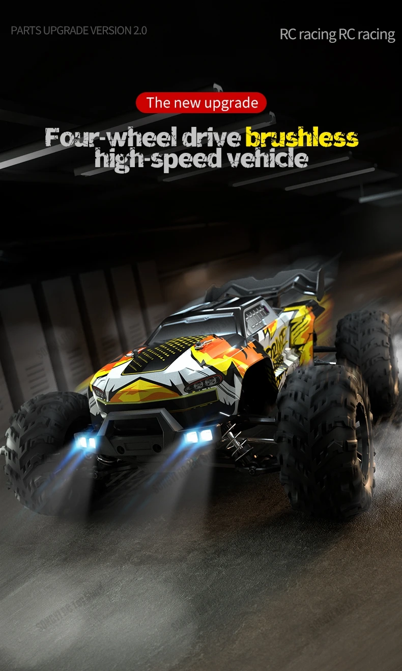 50 or 80KM/H Rc Cars 1/16 Off Drift Road 4WD with LED 2.4G Waterproof Remote Control Monster Truck for Adults and Kids Toy Gift
